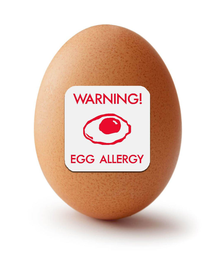 Egg with egg allergy sticker