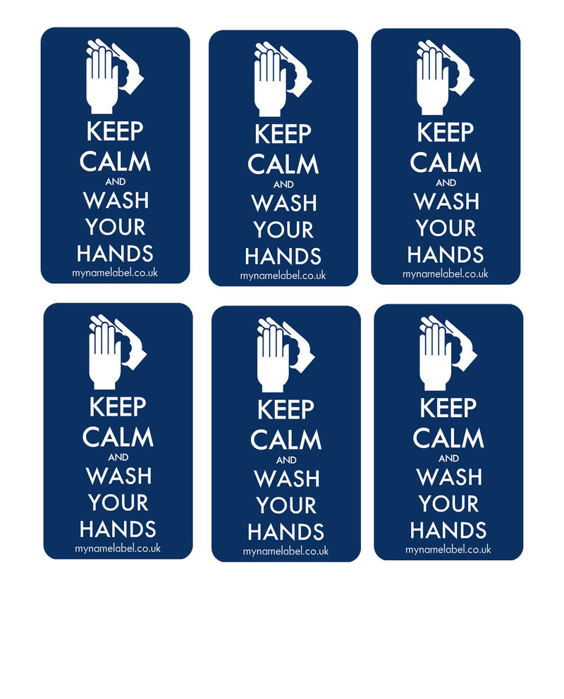 Keep Calm & Wash Your Hands Sticker - Navy