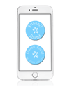 White iPhone with round name labels
